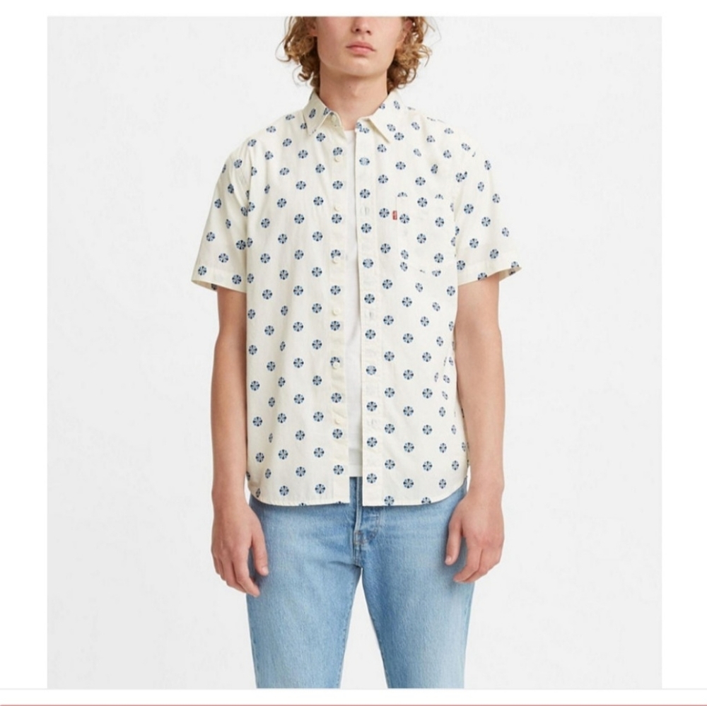 Levi's Men's Classic 1 Pocket Short Sleeve Color Egret
